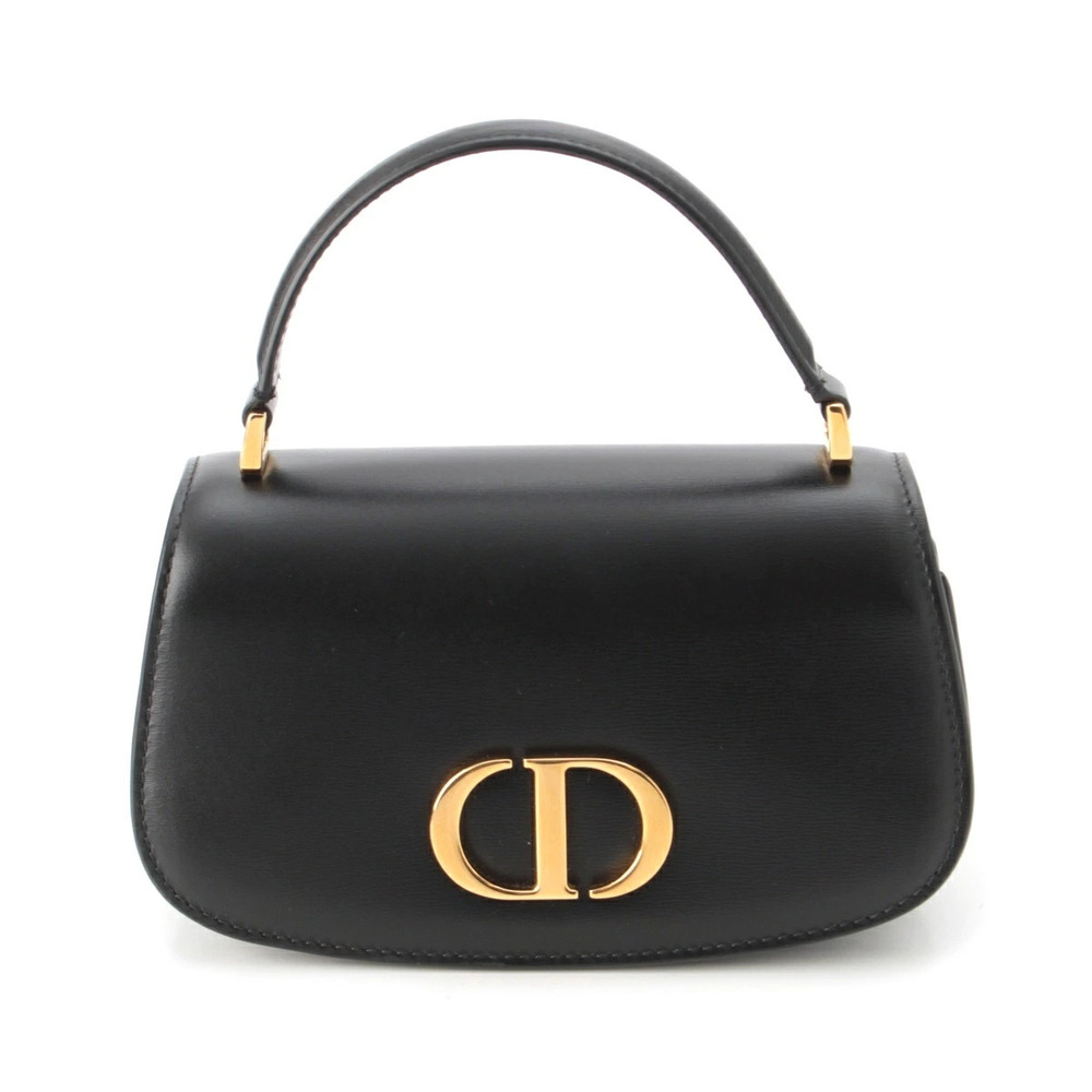 Christian Dior Montaigne Avenue Calf Leather Shoulder Handbag Black